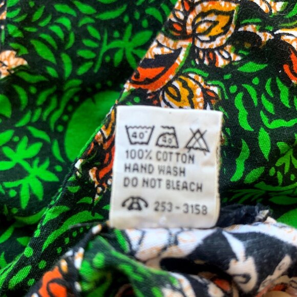 Sabysco Womens Large Bohemian Green & Black Kaftan Dress 100% Cotton Maxi vintag - Picture 8 of 10